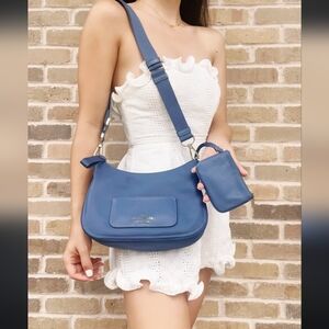 Kate Spade Chelsea Nylon Camera Bag Blue Shoulder Bag Purse Deep Cornflower